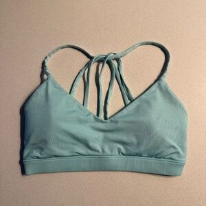 Turquoise Strappy Back Workout Bra — Size Small